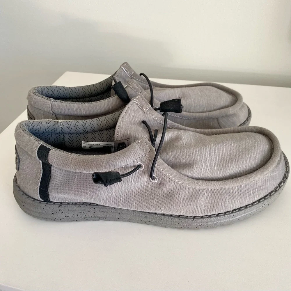 Hey Dude Men's Light Gray Slip-On Loafers
